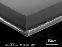 Backside SEM photograph of a DAF laser cut(70 µmSi + 20 µmDAF)